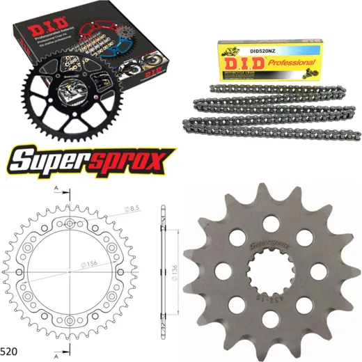 Chain Kit Stealth gold for: SUZUKI DR350 SE 94-95 15-41-110 DID520NZ Clip