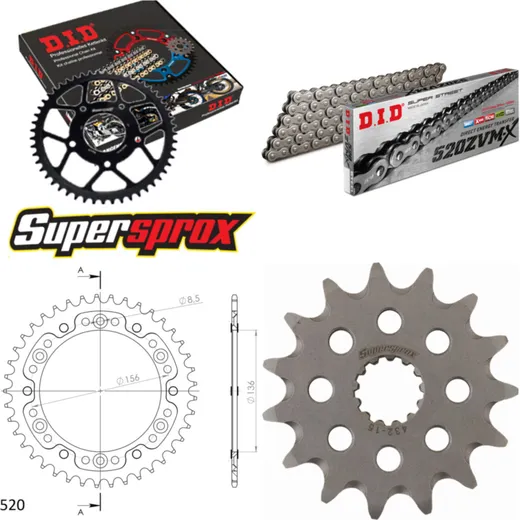 Chain Kit Stealth gold for: SUZUKI DR350 SE 94-95 15-41-110 DID520ZVM-X rivet