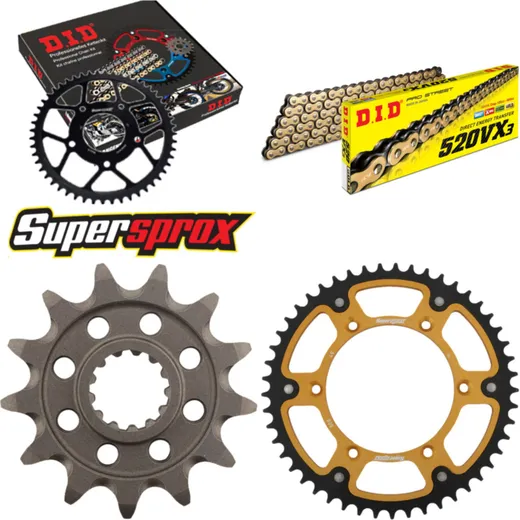 Kettensatz Stealth gold für: SUZUKI RM-Z 250 13-14 13-49-114 DID520VX3(G&B) Niet
