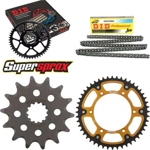 Kettensatz Stealth gold für: SUZUKI DR-Z 400 E 00-07 14-48-112 DID520NZ Clip