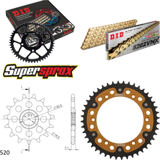 Chain Kit Stealth gold for: SUZUKI DR400 S 80-81 16-44-106 DID520ZVM-X(G&G) rivet