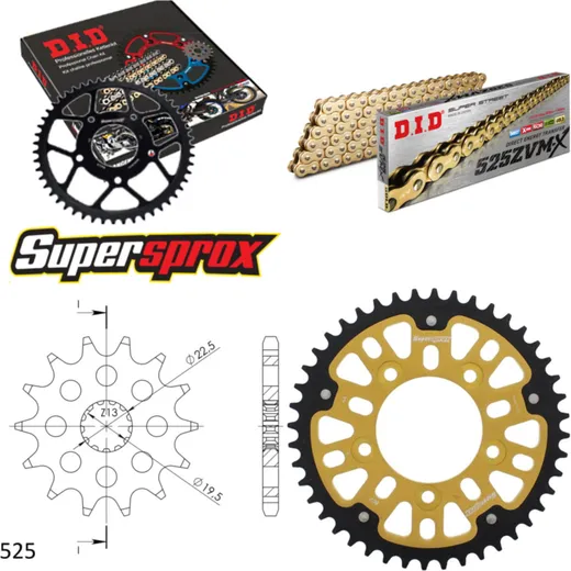 Chain Kit Stealth gold for: SUZUKI GSX-R 400 91-97 14-44-108 DID525ZVM-X(G&G) endless