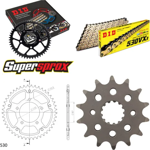 Chain Kit Stealth gold for: SUZUKI GSX-R 1100 88-88 14-45-114 DID530VX3(G&B) rivet