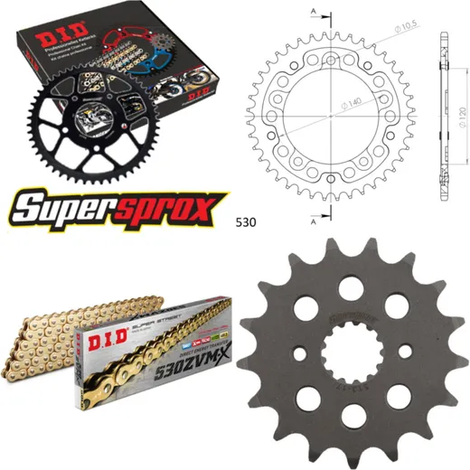 Chain Kit Stealth gold for: SUZUKI SV1000 S 03-07 17-40-108 DID530ZVM-X(G&G) endless