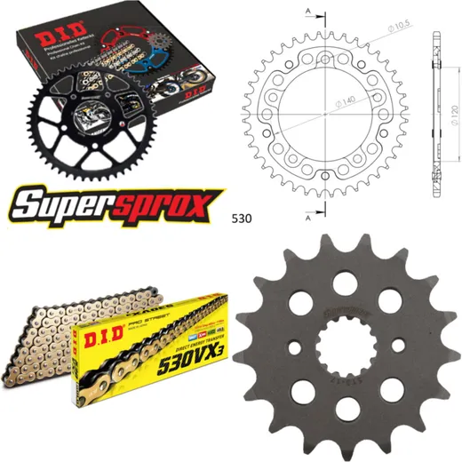 Chain Kit Stealth gold for: SUZUKI SV1000 03-10 17-40-110 DID530VX3(G&B) rivet