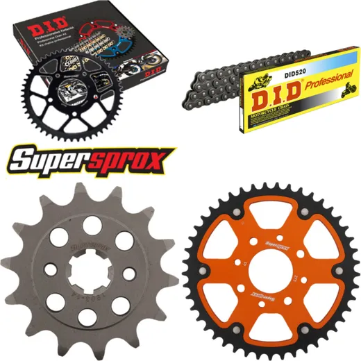 Chain Kit Stealth orange for: KTM 125 Duke 4-Loch 11-15 14-45-112 DID520 Clip
