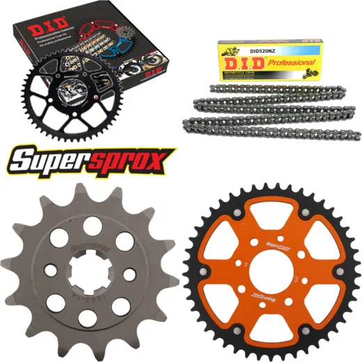 Chain Kit Stealth orange for: KTM 125 Duke 4-Loch 11-15 14-45-112 DID520NZ Clip