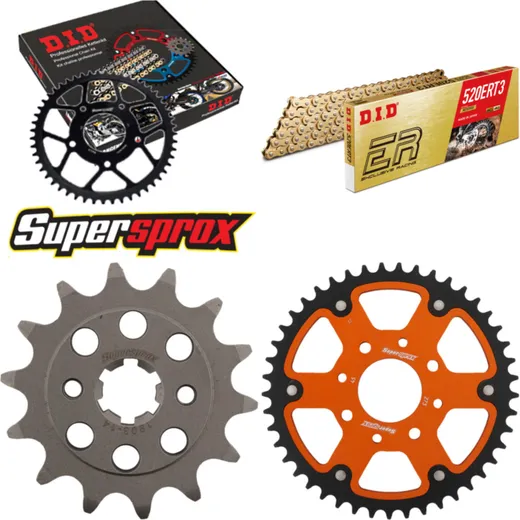 Chain Kit Stealth orange for: KTM 125 Duke 4-Loch 11-15 14-45-112 DID520ERT3(G&G) Clip