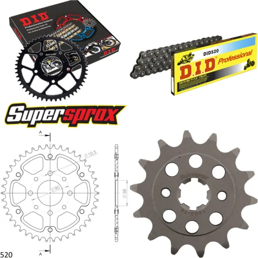 Chain Kit Stealth orange for: KTM 200 Duke 11-14 14-42-118 DID520 Clip