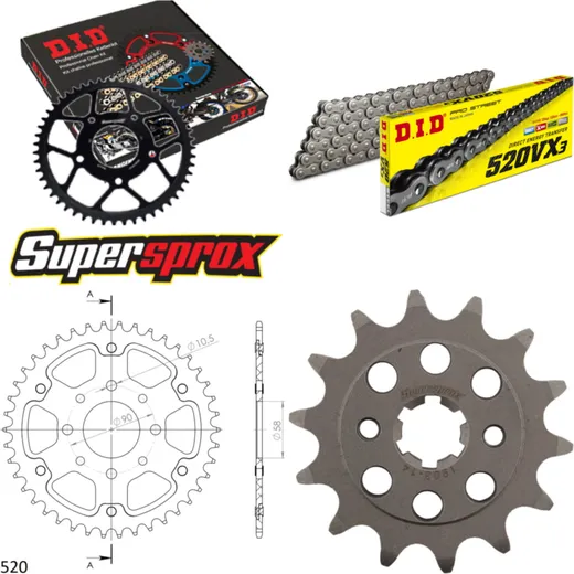 Chain Kit Stealth orange for: KTM 200 Duke 11-14 14-42-118 DID520VX3 rivet
