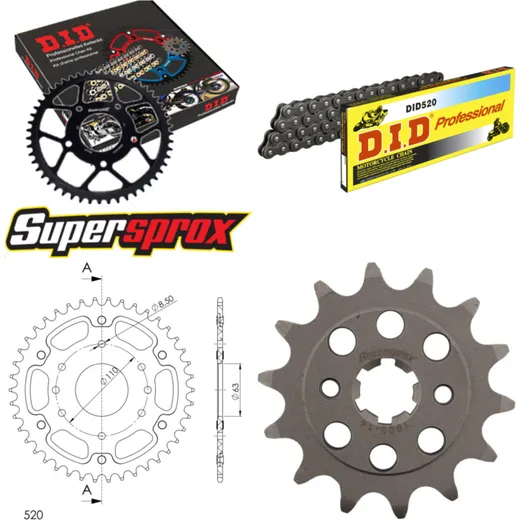 Chain Kit Stealth orange for: KTM 200 Duke 15- 14-42-118 DID520 Clip