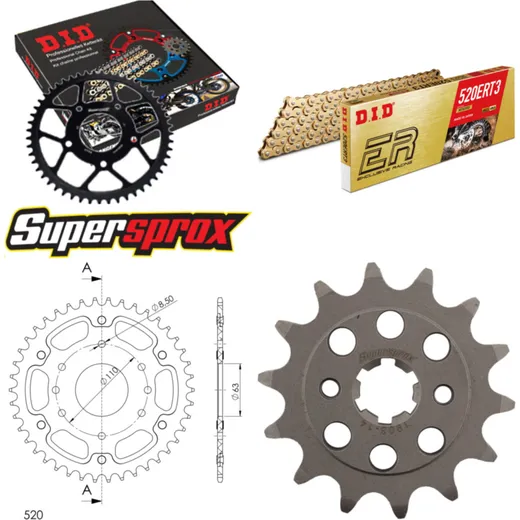 Chain Kit Stealth orange for: KTM 200 Duke 15- 14-42-118 DID520ERT2(G&G) Clip