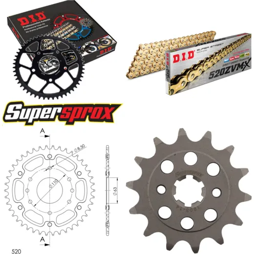 Chain Kit Stealth orange for: KTM 200 Duke 15- 14-42-118 DID520ZVM-X(G&G) rivet
