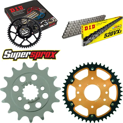 Chain Kit Stealth orange for: KTM Duke 13-15/RC 390 13-15 15-45-114 DID520VX3 rivet