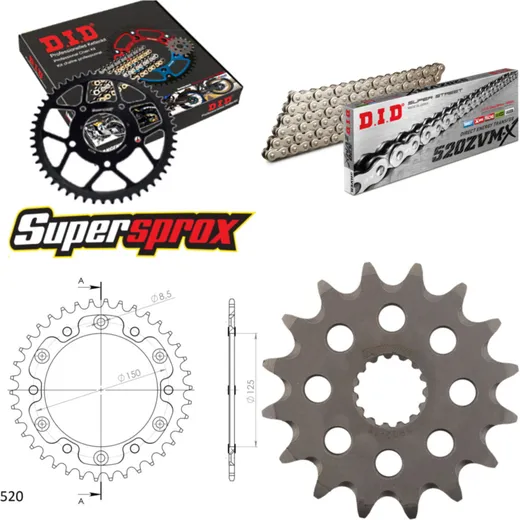 Chain Kit Stealth gold for: KTM Supermoto Competition 66 16-38-108 DID520ZVM-X(S&S) endless