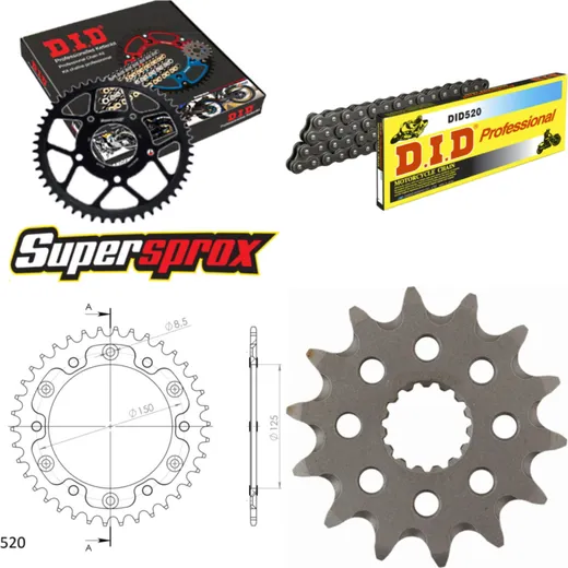 Chain Kit Stealth gold for: KTM EXC250 F Enduro 07-15 14-38-118 DID520 Clip