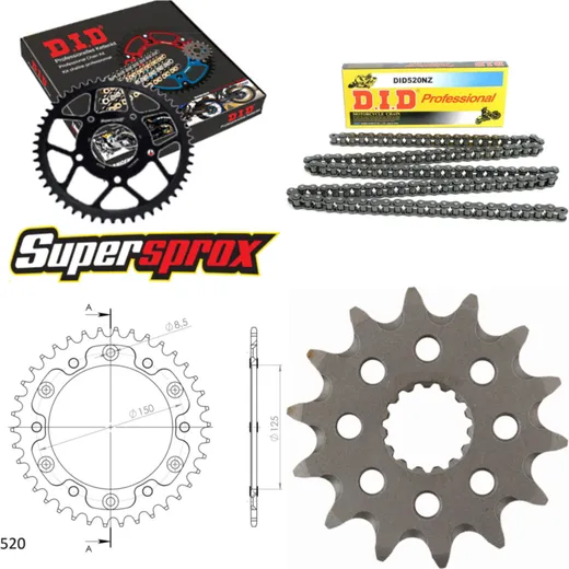 Chain Kit Stealth gold for: KTM EXC250 F Enduro 07-15 14-38-118 DID520NZ Clip
