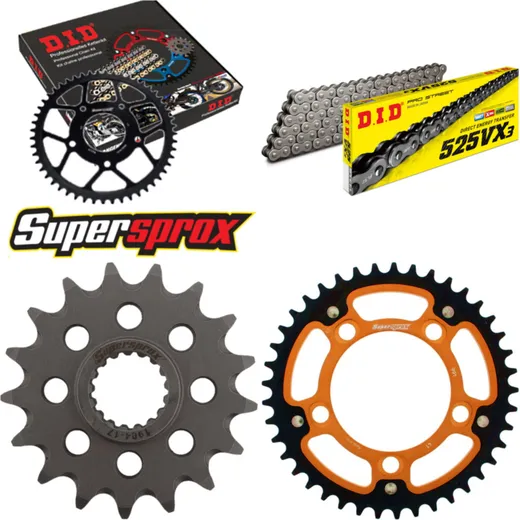 Kettensatz Stealth orange für: KTM Supermoto 950 05-08/Su 17-41-118 DID525VX3 Niet