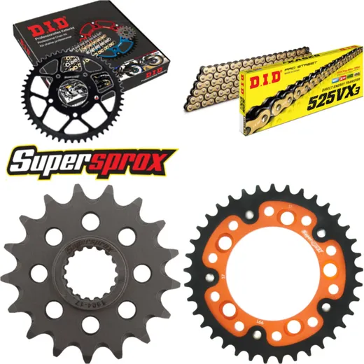 Chain Kit Stealth orange for: KTM RC8 1190 08-11/RC8 119 17-37-108 DID525VX3(G&B) endless