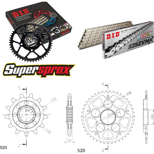 Chain Kit Stealth black for: MV Agusta F4 750 99-02/F4 14-43-110 DID525ZVM-X(S&S) endless