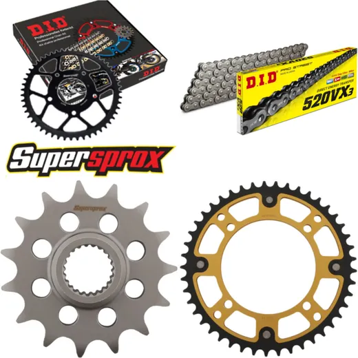 Chain Kit Stealth gold MUZ Baghira 660 97-05/Baghir 15-45-116 DID520VX3 Clip