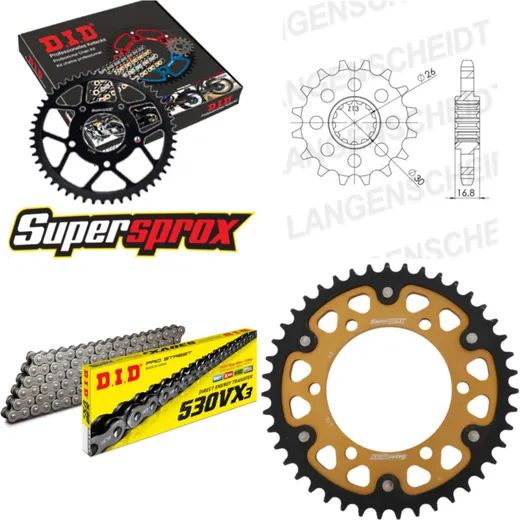 Kettensatz Stealth gold MUZ 1000 S 01-08 17-43-108 DID530VX3 Endlos
