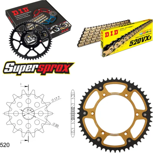 Chain Kit Stealth gold for: Gas Gas EC125 03-12 13-51-114 DID520VX3(G&B) rivet