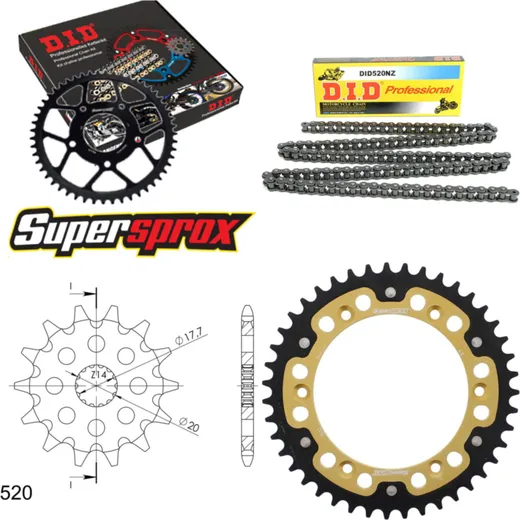 Kettensatz Stealth gold für: Gas Gas SM125 02-09 13-43-112 DID520NZ Clip
