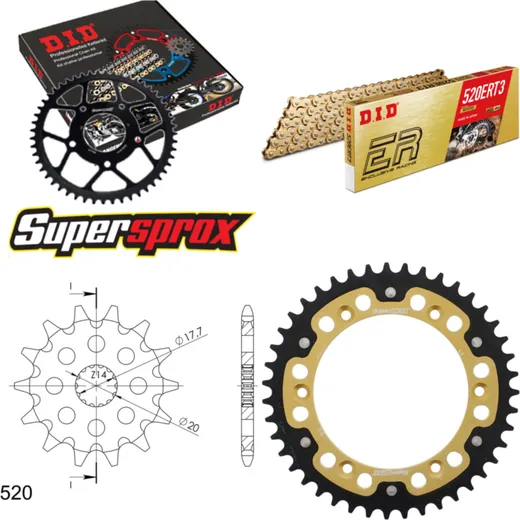 Kettensatz Stealth gold für: Gas Gas SM125 02-09 13-43-112 DID520ERT2(G&G) Clip