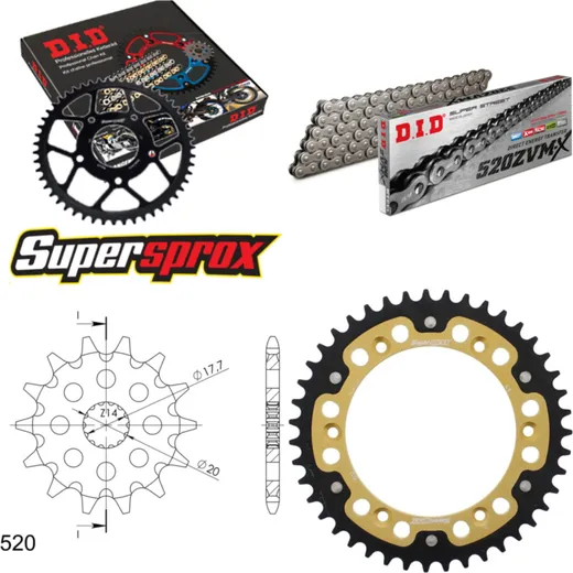 Chain Kit Stealth gold for: Gas Gas SM125 02-09 13-43-112 DID520ZVM-X endless
