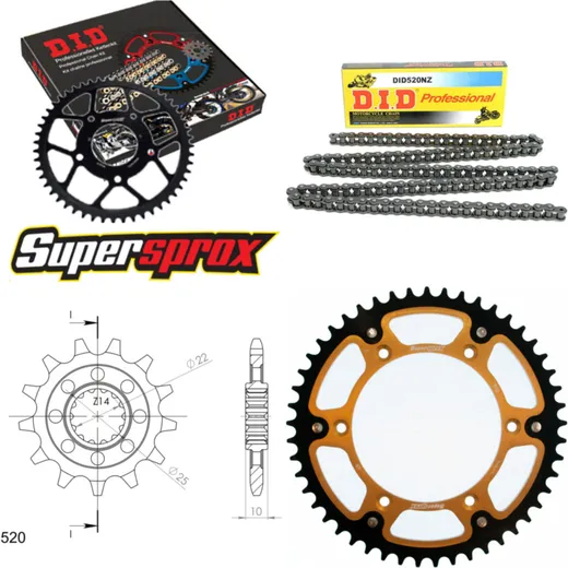 Kettensatz Stealth gold für: Gas Gas EC250 96-96 13-49-116 DID520NZ Clip