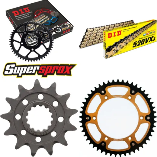 Kettensatz Stealth gold für: Gas Gas EC250 18- 13-49-114 DID520VX3(G&B) Clip
