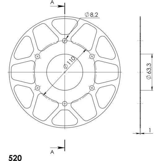 Edge-Disc Supersprox 520/44t silver ACD90544SLV