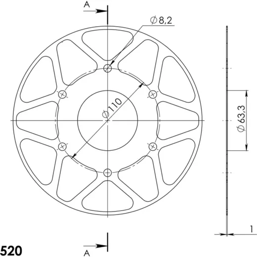 Edge-Disc Supersprox 520/45t silver ACD90545SLV