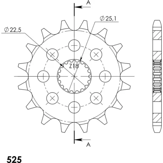 Front Sprocket Supersprox 525/17t 88803-17