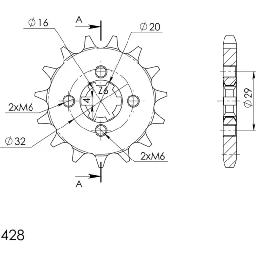Front Sprocket Supersprox 428/15t 21425-15