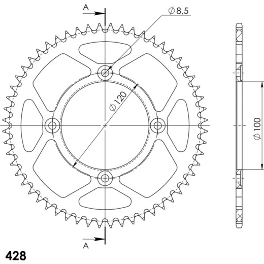 Alu-Rear Sprocket / Chain Wheel Supersprox 428/56t red 93240AR56