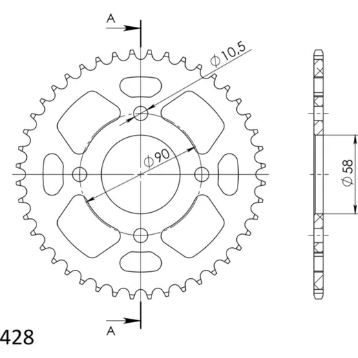 Alu-Rear Sprocket / Chain Wheel Supersprox 428/42t red