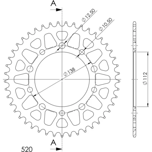 Alu-Rear Sprocket / Chain Wheel Supersprox 520/46t black 11509AK46