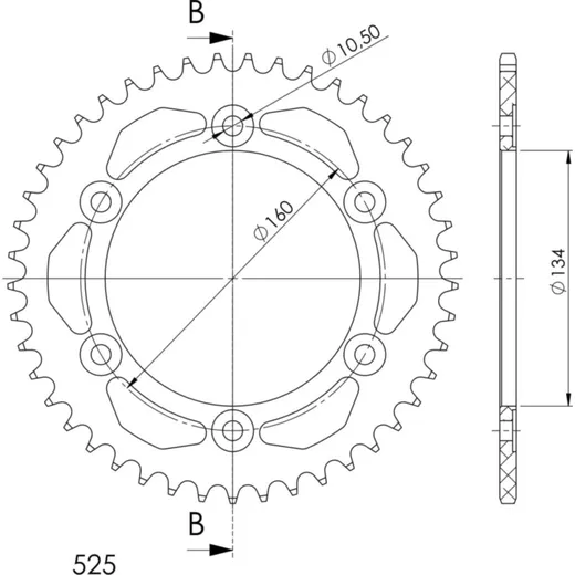 Alu-Rear Sprocket / Chain Wheel Supersprox 530/45t black 11616AK45
