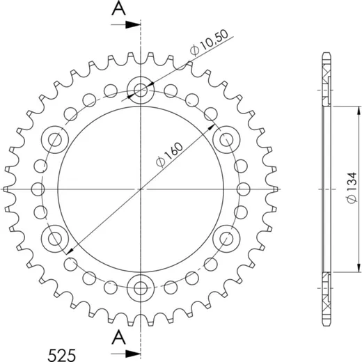 Alu-Rear Sprocket / Chain Wheel Supersprox 525/42t black 11617AK42