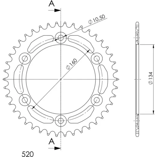Alu-Rear Sprocket / Chain Wheel Supersprox 520/43t blue 11618AB43