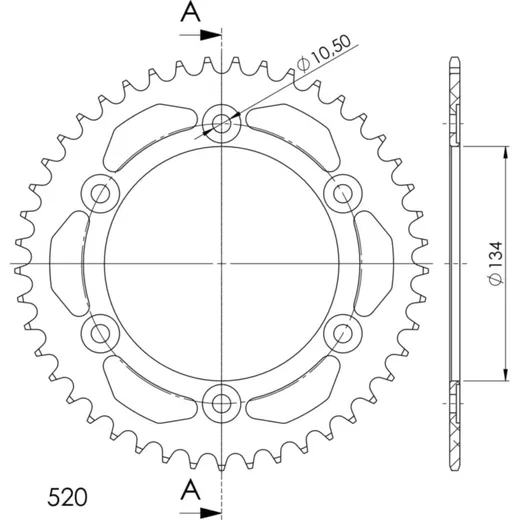 Alu-Rear Sprocket / Chain Wheel Supersprox 520/45t blue