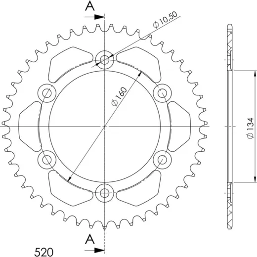Alu-Rear Sprocket / Chain Wheel Supersprox 520/48t red 11618AR48