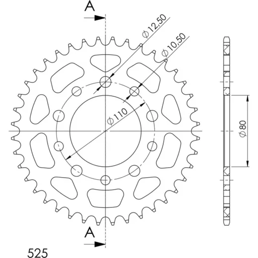 Alu-Rear Sprocket / Chain Wheel Supersprox 525/40t black