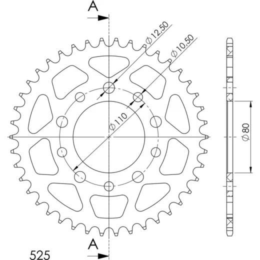 Alu-Rear Sprocket / Chain Wheel Supersprox 525/42t red