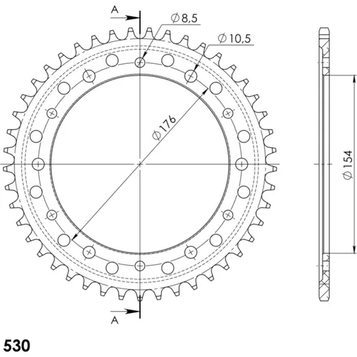 Alu-Rear Sprocket / Chain Wheel Supersprox 530/45t blue