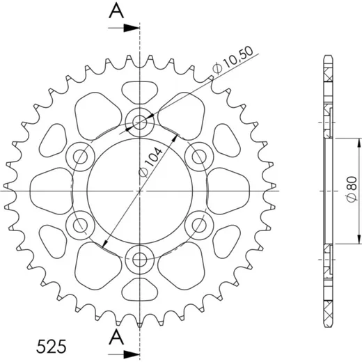 Alu-Rear Sprocket / Chain Wheel Supersprox 525/39t red
