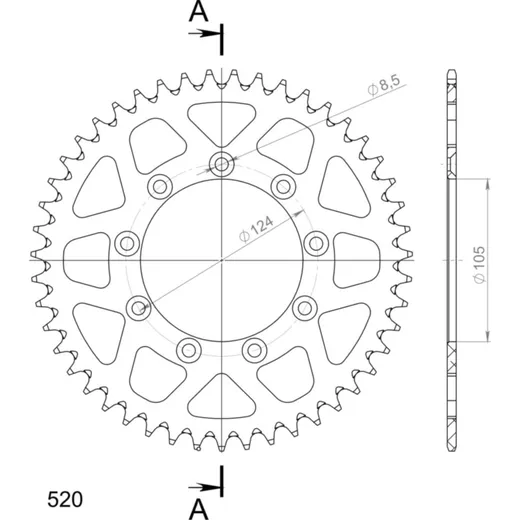 Alu-Rear Sprocket / Chain Wheel Supersprox 520/47t blue 93314AB47