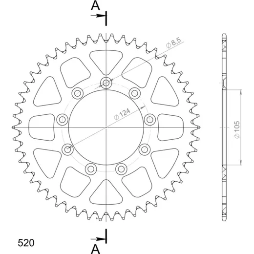 Alu-Rear Sprocket / Chain Wheel Supersprox 520/50t black 93314AK50